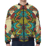 Native Bohemian Sea Turtle Print Zip Sleeve Bomber Jacket