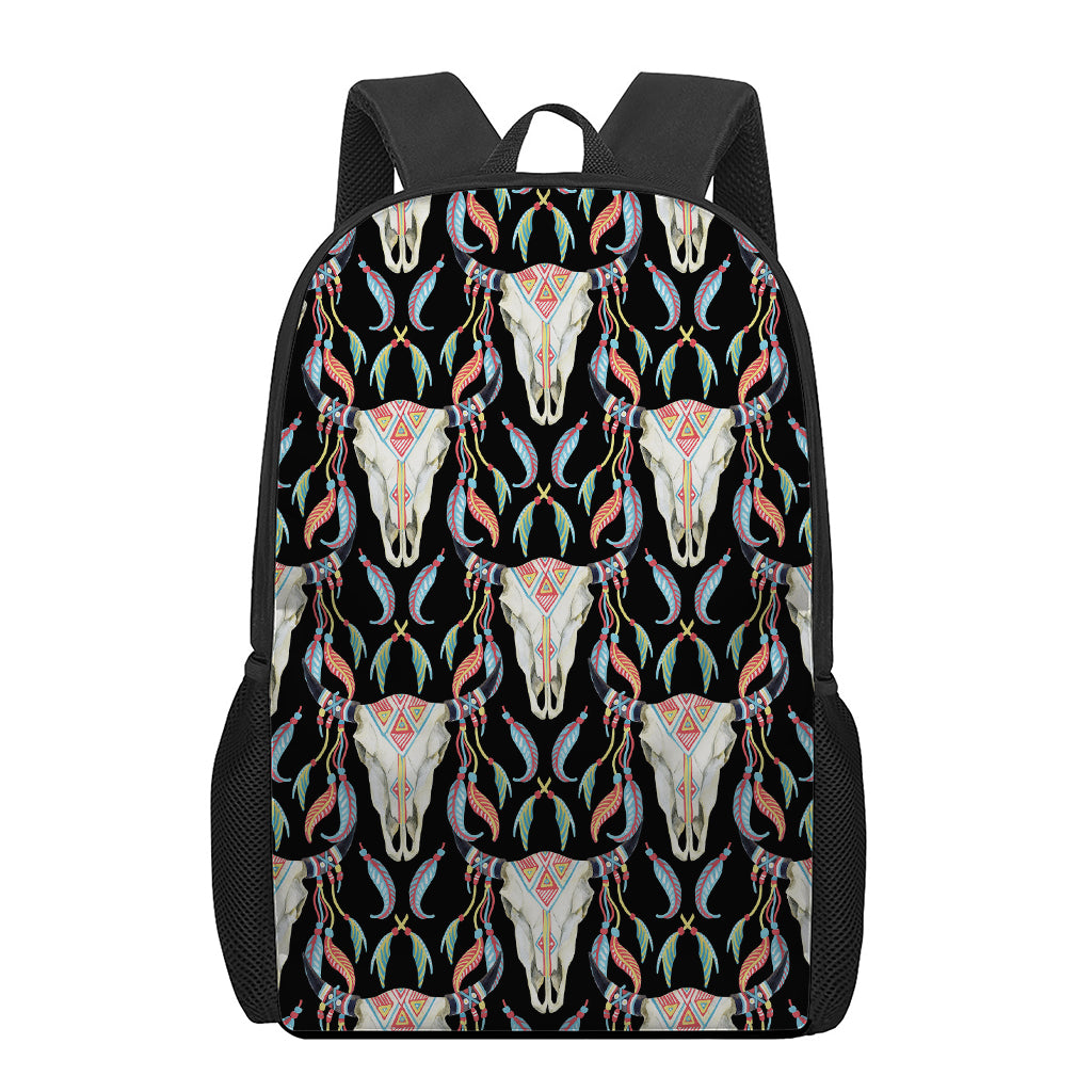Native Buffalo Pattern Print 17 Inch Backpack