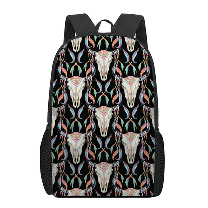 Native Buffalo Pattern Print 17 Inch Backpack