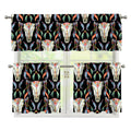 Native Buffalo Pattern Print 3 Piece Kitchen Curtains