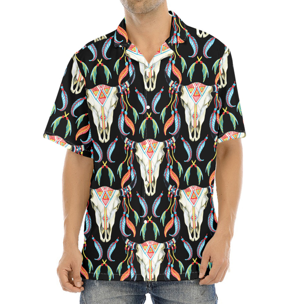 Native Buffalo Pattern Print Aloha Shirt