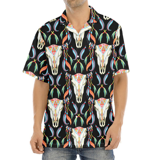 Native Buffalo Pattern Print Aloha Shirt