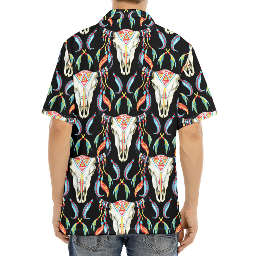 Native Buffalo Pattern Print Aloha Shirt