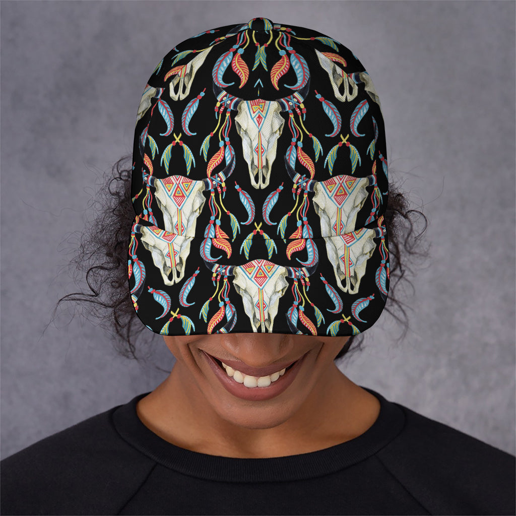 Native Buffalo Pattern Print Baseball Cap