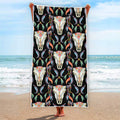Native Buffalo Pattern Print Beach Towel