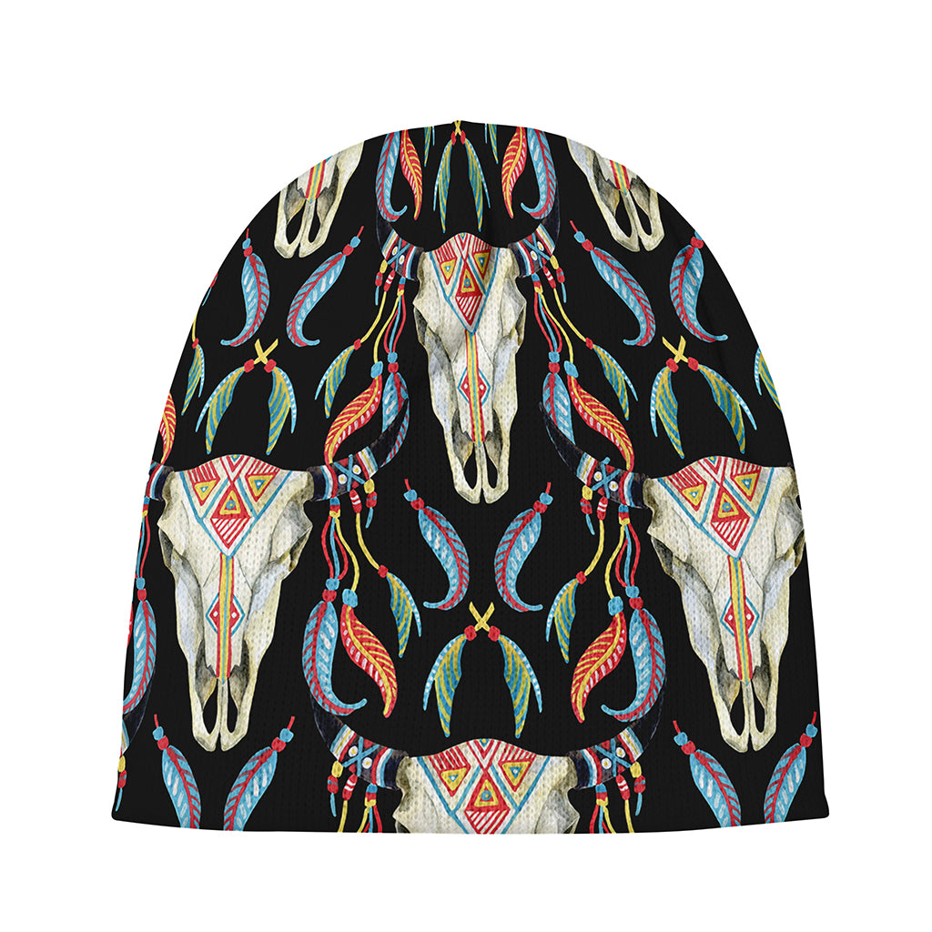 Native Buffalo Pattern Print Beanie