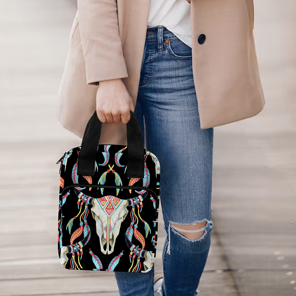 Native Buffalo Pattern Print Bible Tote Bag