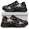 Native Buffalo Pattern Print Black Chunky Shoes