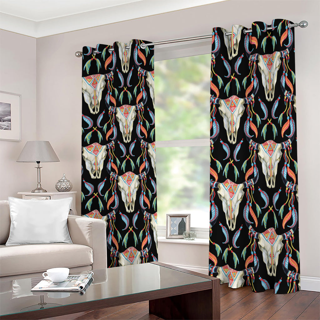 Native Buffalo Pattern Print Blackout Grommet Curtains