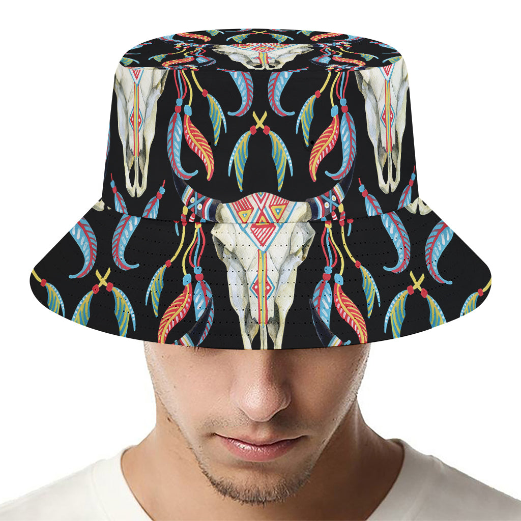 Native Buffalo Pattern Print Bucket Hat