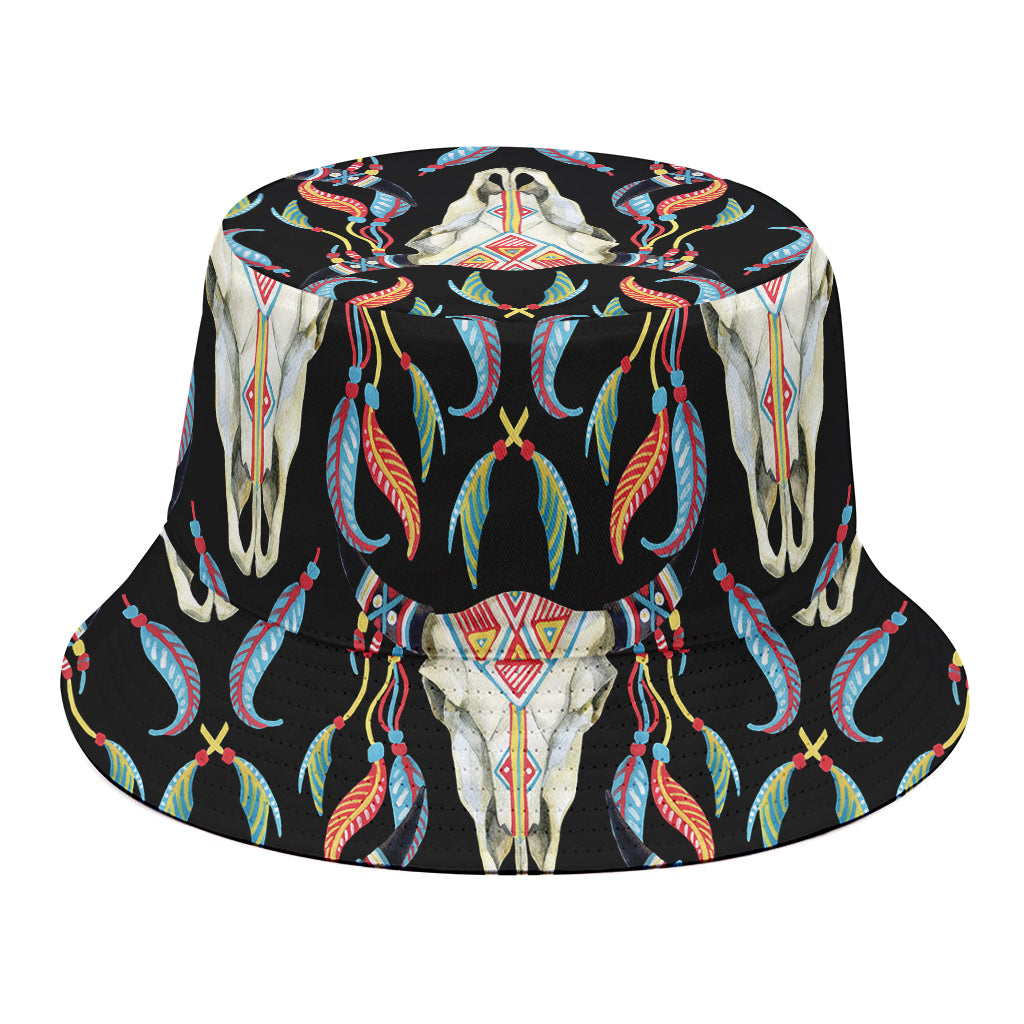 Native Buffalo Pattern Print Bucket Hat