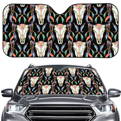 Native Buffalo Pattern Print Car Windshield Sun Shade