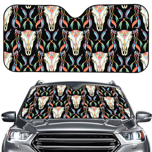 Native Buffalo Pattern Print Car Windshield Sun Shade
