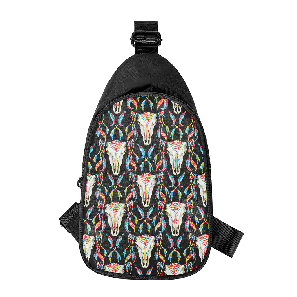 Native Buffalo Pattern Print Chest Bag