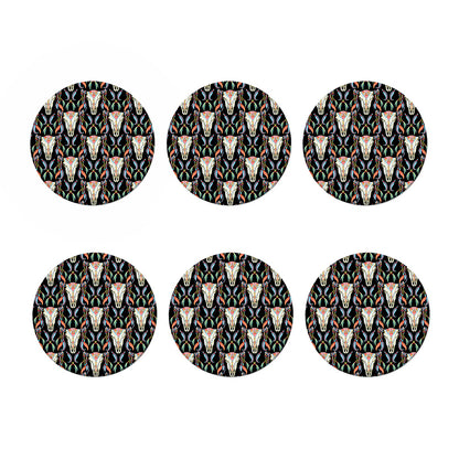 Native Buffalo Pattern Print Coaster Set