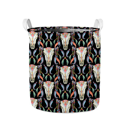 Native Buffalo Pattern Print Collapsible Laundry Basket