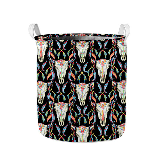 Native Buffalo Pattern Print Collapsible Laundry Basket