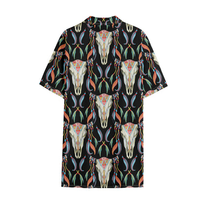 Native Buffalo Pattern Print Cotton Hawaiian Shirt