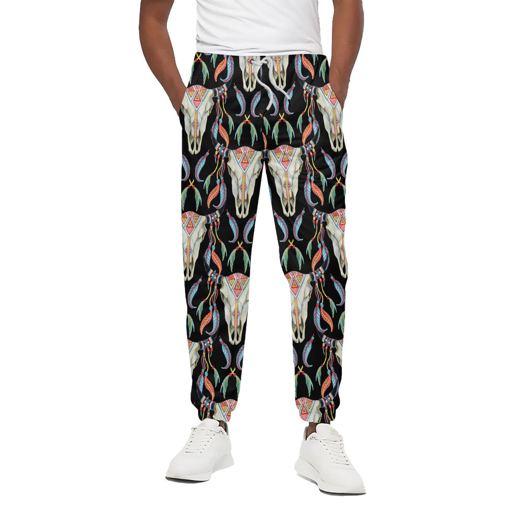 Native Buffalo Pattern Print Cotton Pants