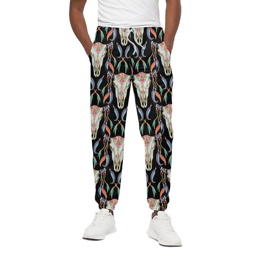 Native Buffalo Pattern Print Cotton Pants