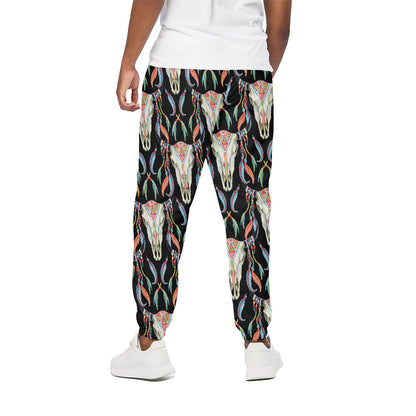 Native Buffalo Pattern Print Cotton Pants