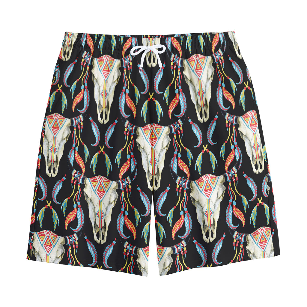Native Buffalo Pattern Print Cotton Shorts