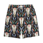 Native Buffalo Pattern Print Cotton Shorts