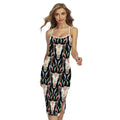 Native Buffalo Pattern Print Cross Back Cami Dress