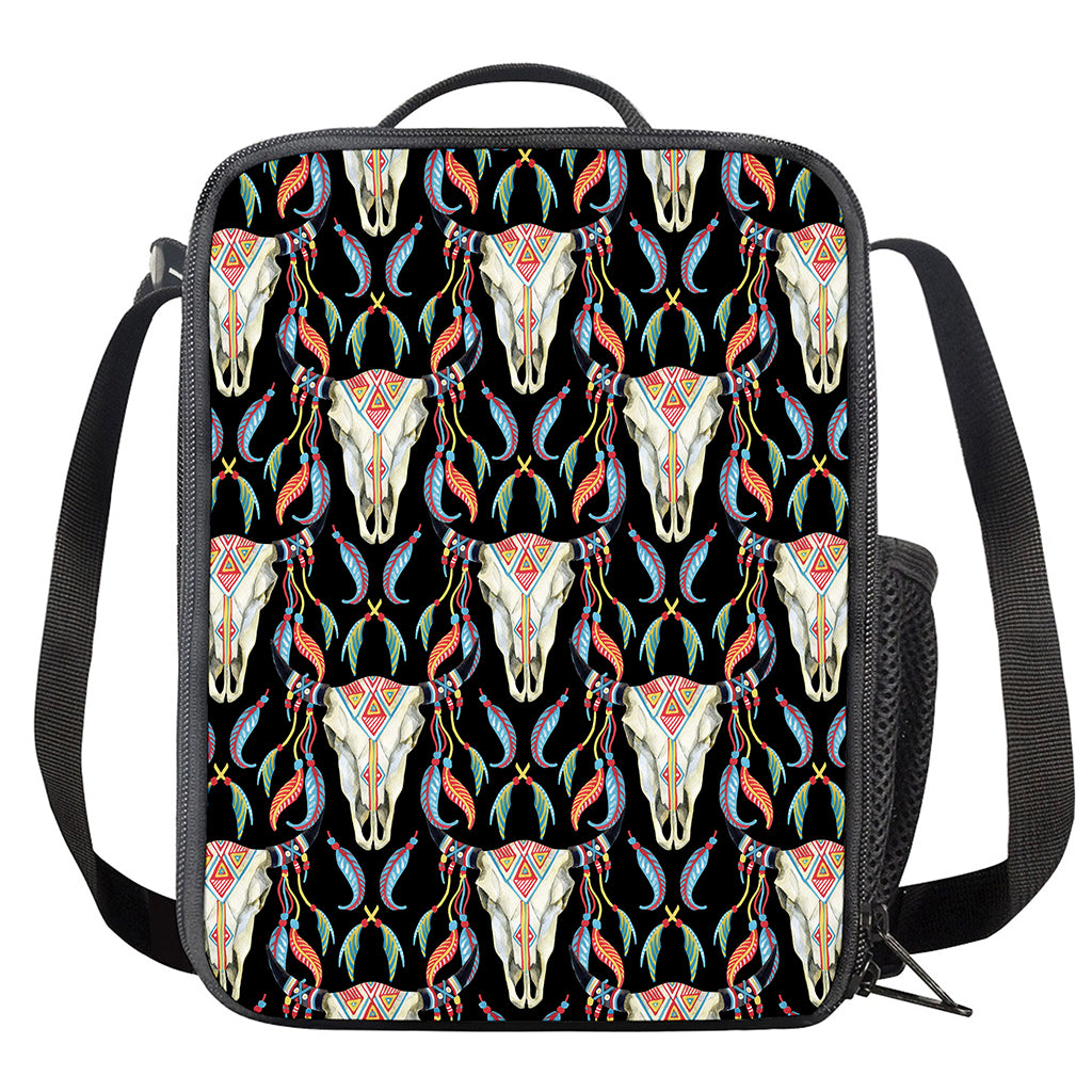 Native Buffalo Pattern Print Crossbody Lunch Bag