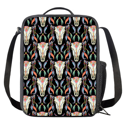 Native Buffalo Pattern Print Crossbody Lunch Bag