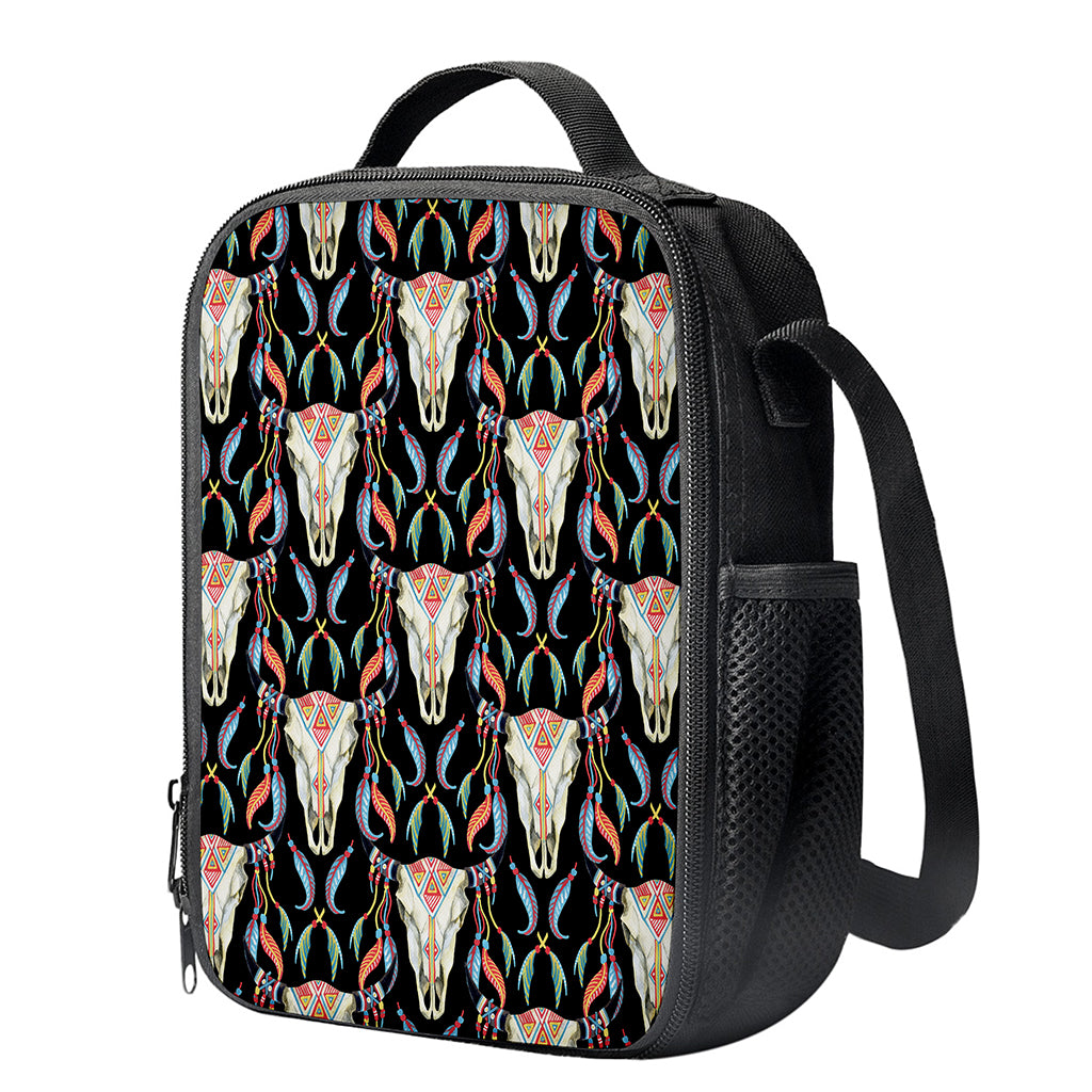 Native Buffalo Pattern Print Crossbody Lunch Bag