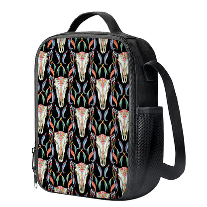 Native Buffalo Pattern Print Crossbody Lunch Bag