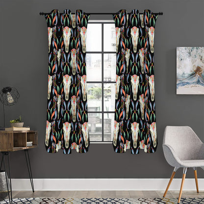 Native Buffalo Pattern Print Curtain