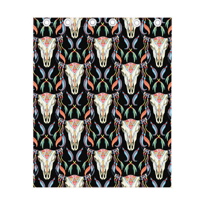 Native Buffalo Pattern Print Curtain