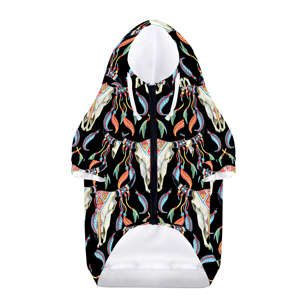 Native Buffalo Pattern Print Dog Zip Up Hoodie