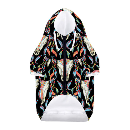Native Buffalo Pattern Print Dog Zip Up Hoodie