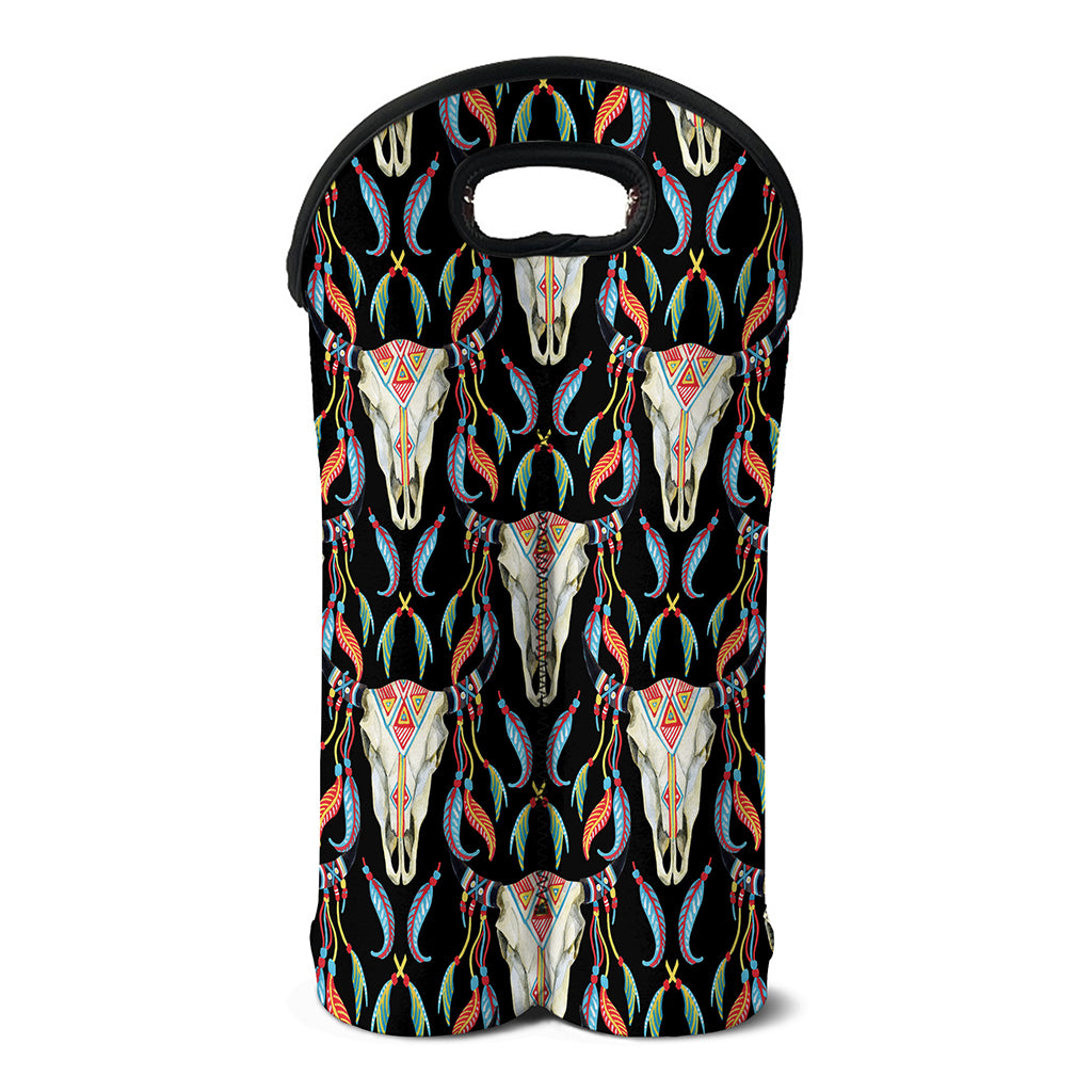 Native Buffalo Pattern Print Double Neoprene Wine Tote