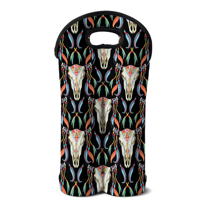 Native Buffalo Pattern Print Double Neoprene Wine Tote
