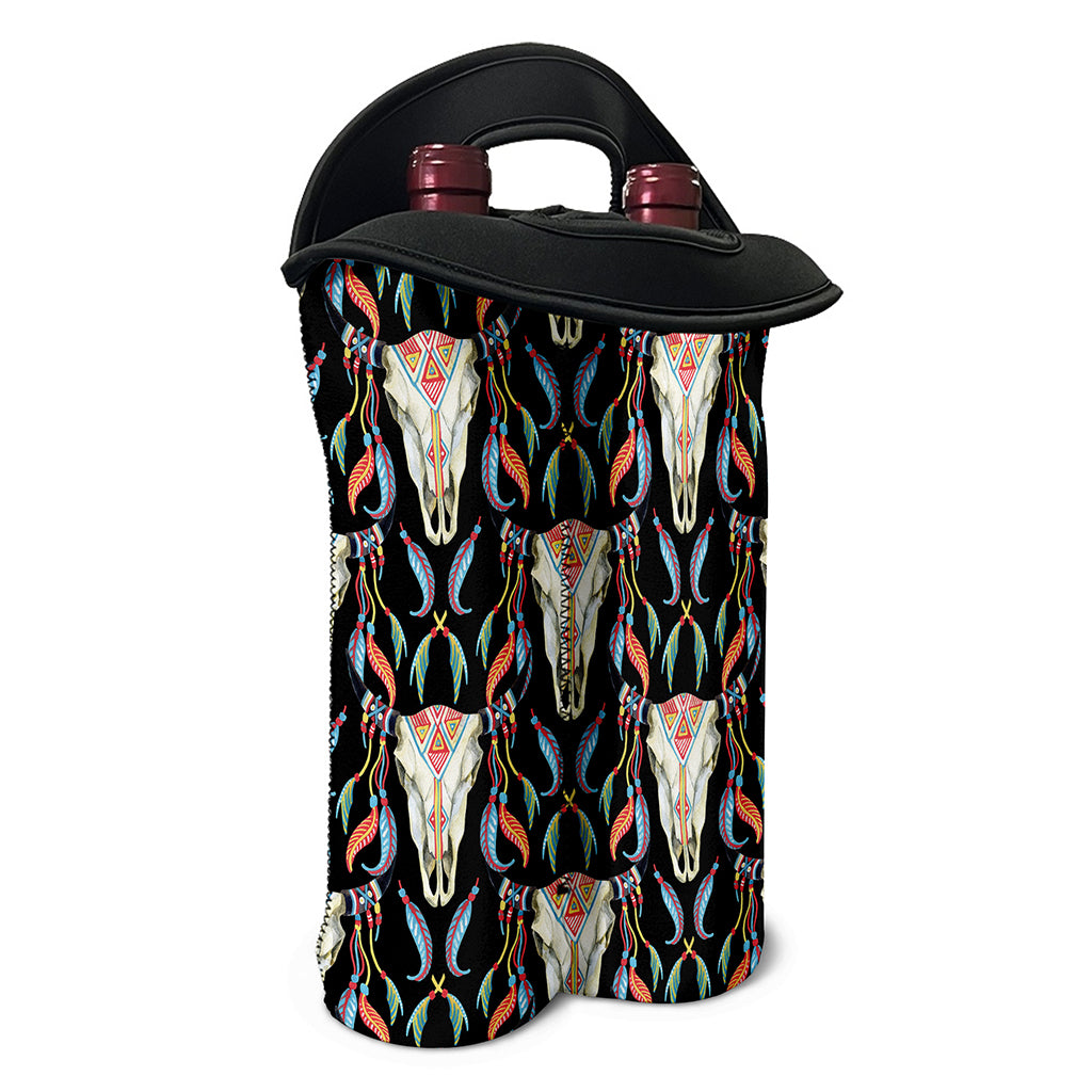 Native Buffalo Pattern Print Double Neoprene Wine Tote