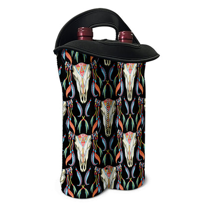 Native Buffalo Pattern Print Double Neoprene Wine Tote
