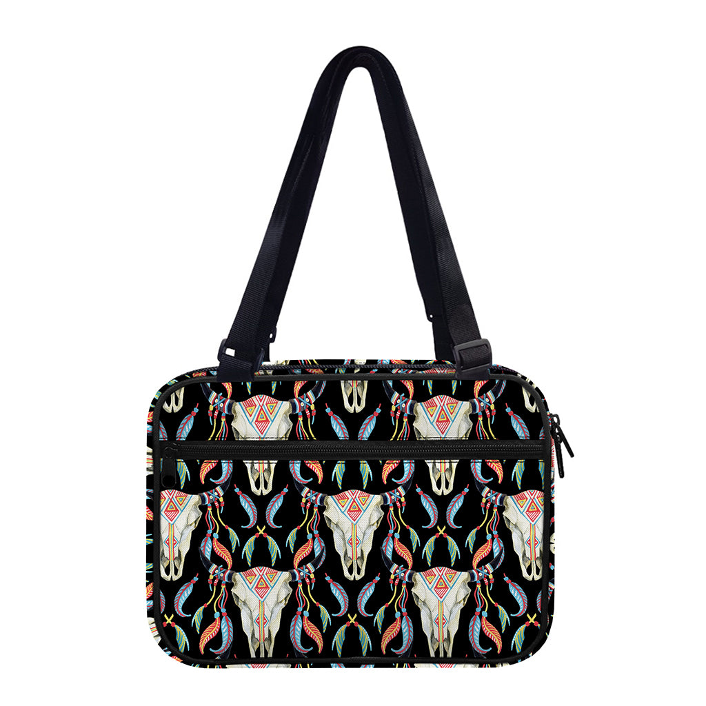 Native Buffalo Pattern Print Double Strap Bible Bag