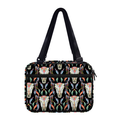 Native Buffalo Pattern Print Double Strap Bible Bag