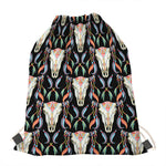Native Buffalo Pattern Print Drawstring Bag
