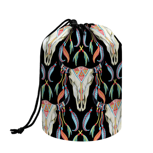 Native Buffalo Pattern Print Drawstring Makeup Bag