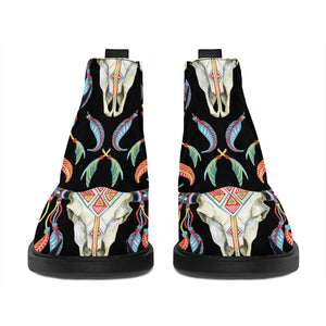 Native Buffalo Pattern Print Flat Ankle Boots