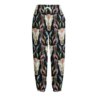 Native Buffalo Pattern Print Fleece Lined Knit Pants