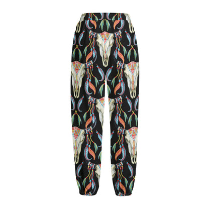 Native Buffalo Pattern Print Fleece Lined Knit Pants