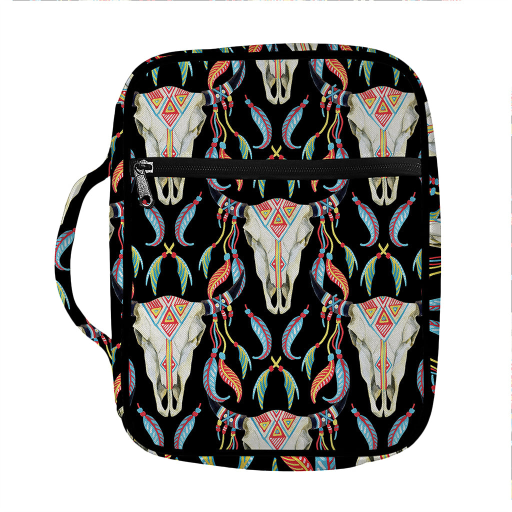 Native Buffalo Pattern Print Front Pocket Bible Bag