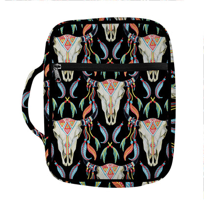 Native Buffalo Pattern Print Front Pocket Bible Bag