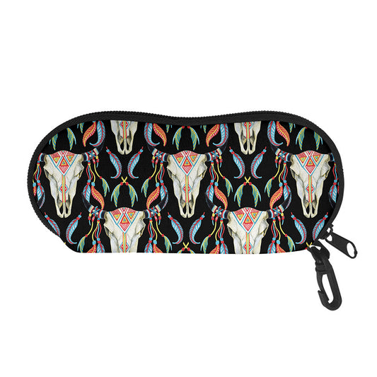 Native Buffalo Pattern Print Glasses Case